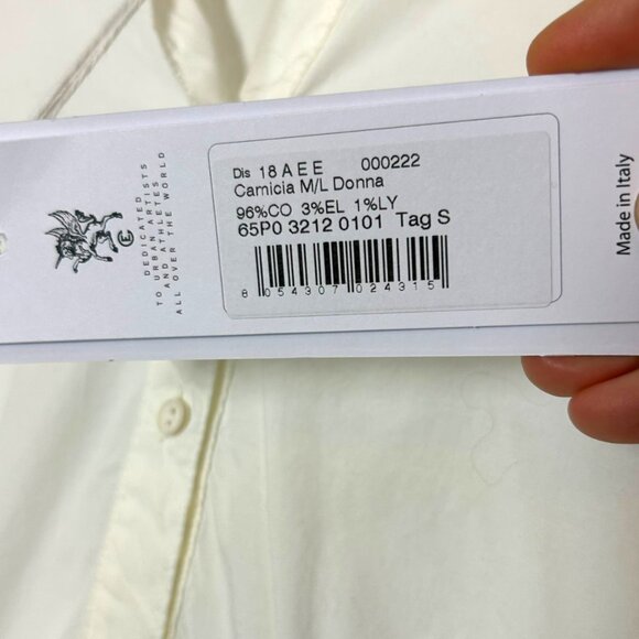 NWT European Culture White Blouse Peplum Ruffle Long Sleeve Button Up Sz S - Picture 6 of 6